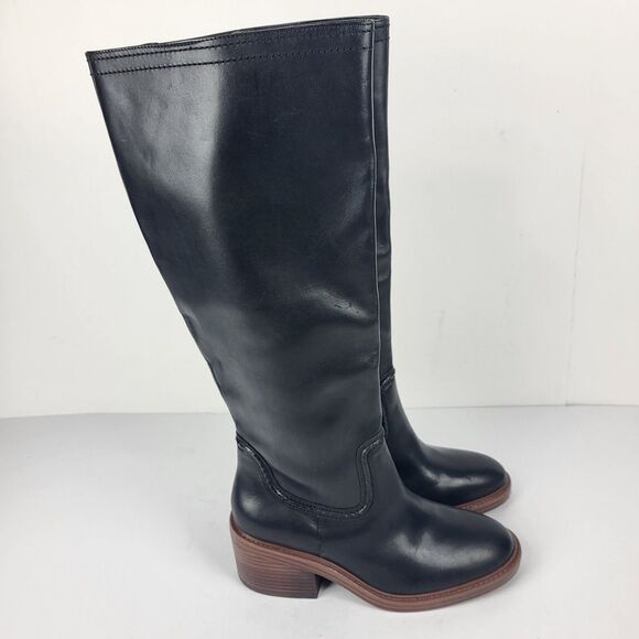 Vince Camuto Vuliann Tall Boots Knee high Black Leather 7.5M - Picture 12 of 16